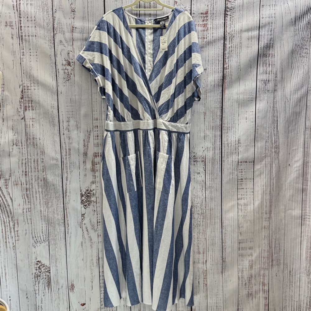 Blue and White Striped Dress